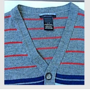 Marco Fiori grey striped woolen button front vest  S L made in Italy 🇮🇹
